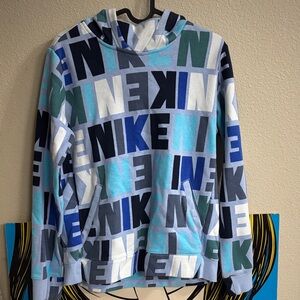 Nike Blue and Gray Patterned Hoodie